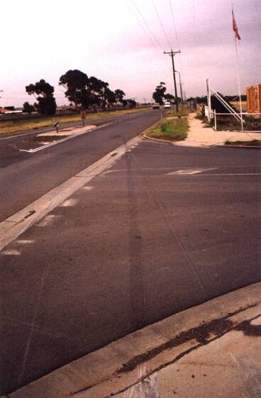 Tire marks from center divider.